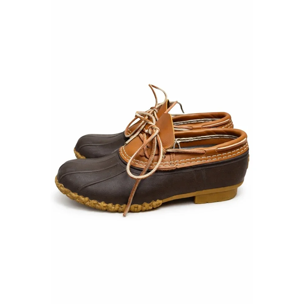 L.L.Bean‎ Bean Boots Rubber Mocs Duck Shoes Brown Leather Men's 7/Women's 8- 8.5
